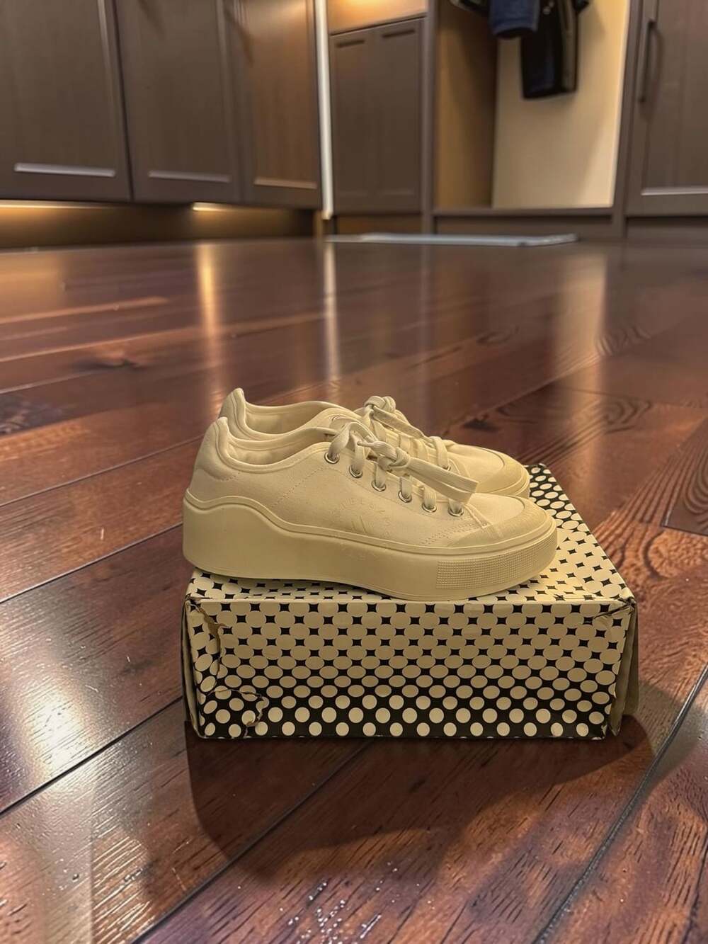 Adidas by Stella McCartney Court Canvas Sneakers in Off-White (HQ8675)
